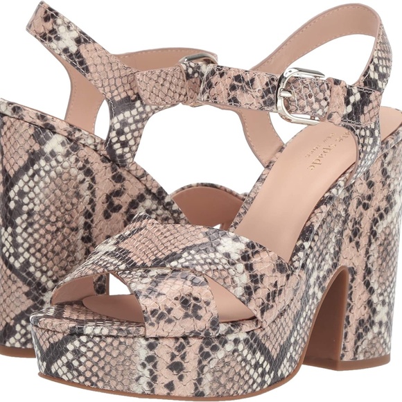 Kate Spade Grace Leather Snake Rose Nude Gray Black Animal Print Platform Sandal - Picture 5 of 14